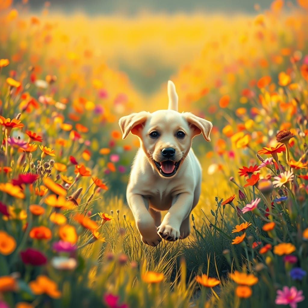 Labrador puppy running