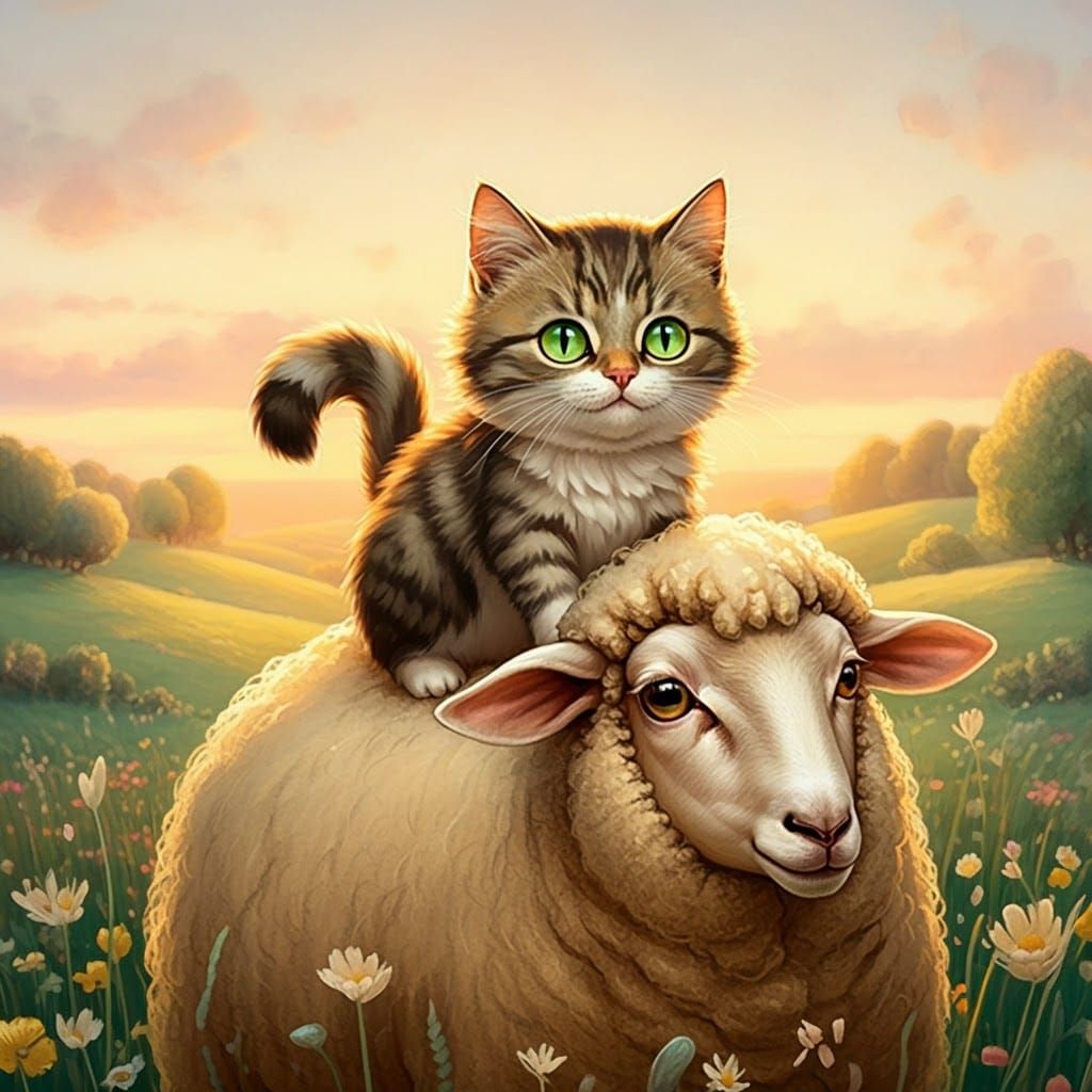 Sheep With His Cat
