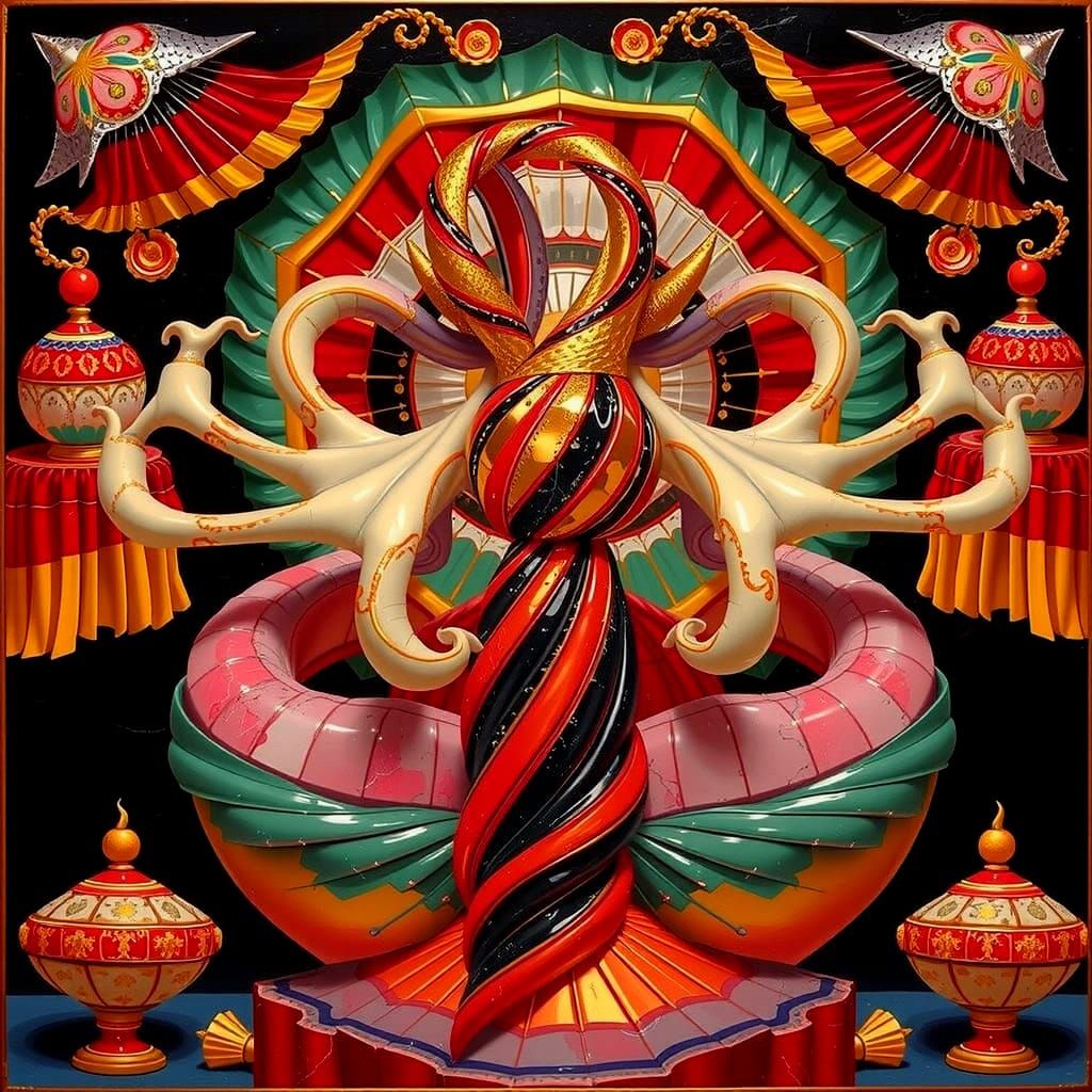 Abstract Swirling Gelato Colors with Bold Stripes