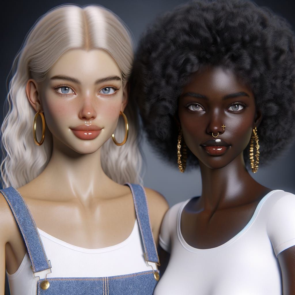 Diverse Best Friends Standing Side-by-Side in Realistic Rend...