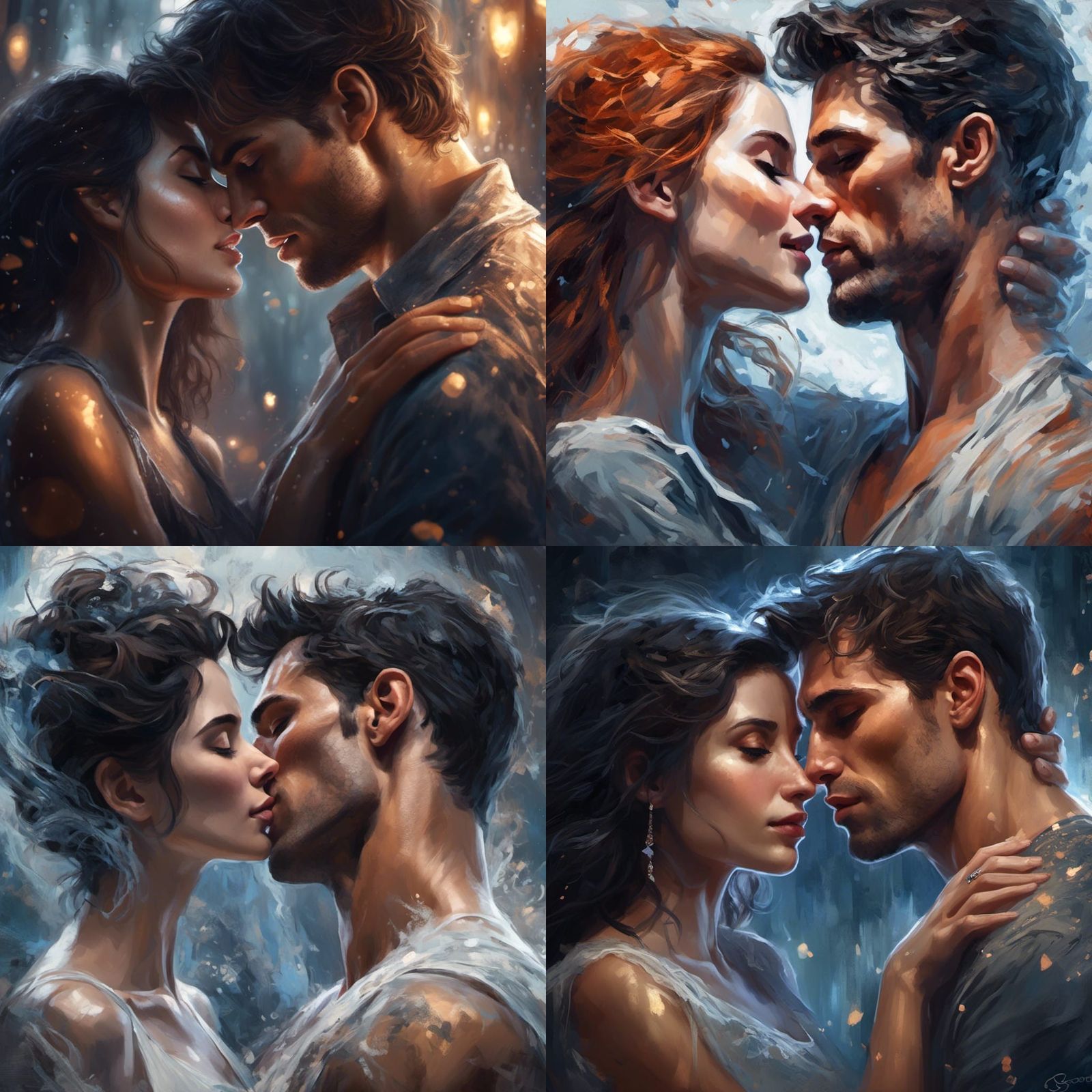 Romantic Ghost Kiss Close-Up: Hyperreal Image of Love