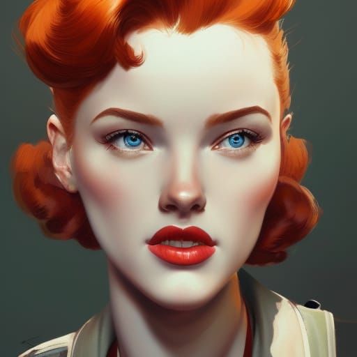 1950s Military Pinup Redhead Portrait