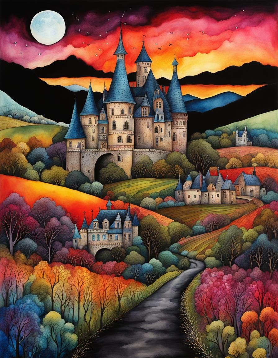 Surreal French Roads in Dreamlike Fantasy