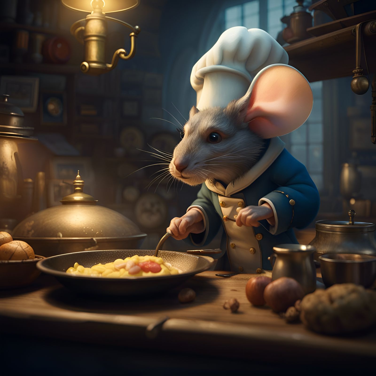 Mouse Cook in Paris: A Fantasy Oil Painting