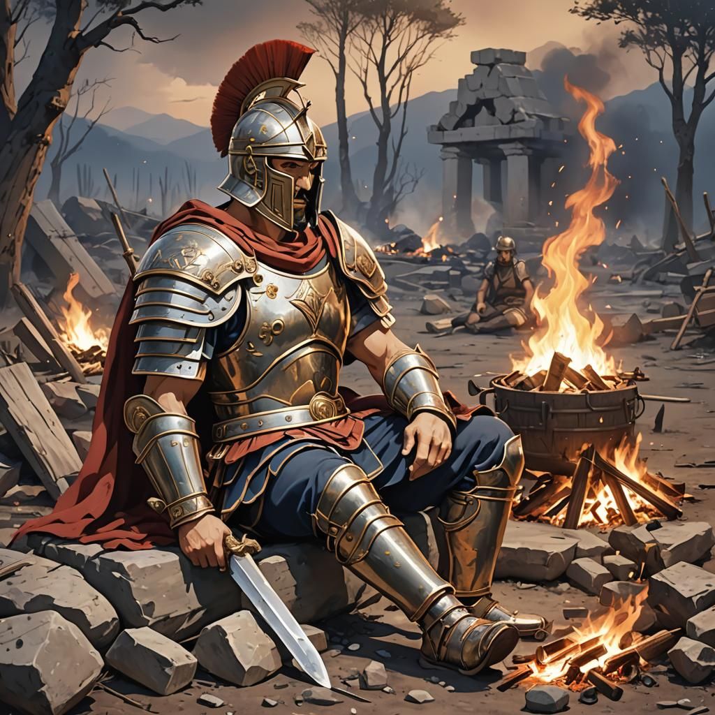 Roman Centurion Resting after Battle