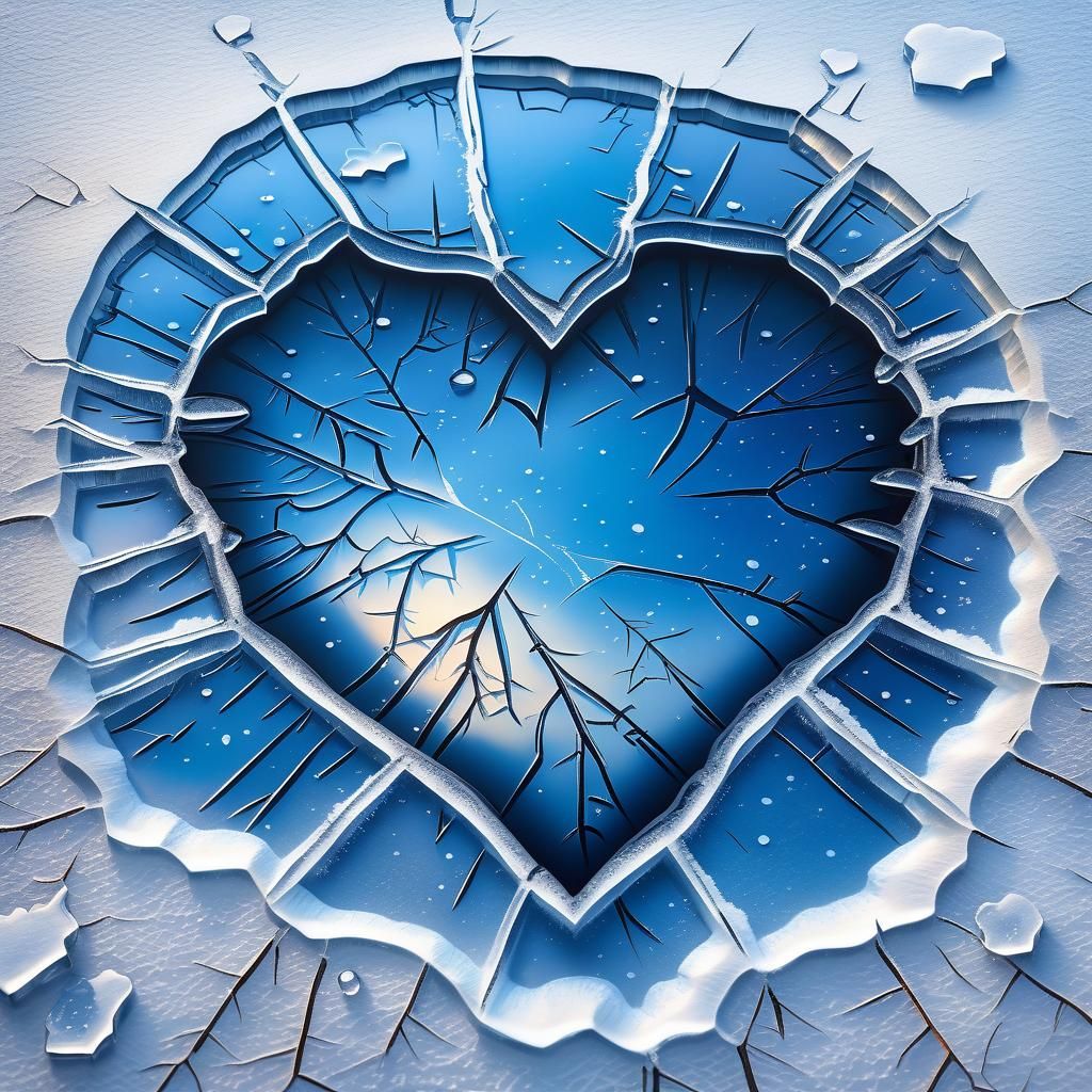 Frozen Heart Puddle: Macro Fantasy Art