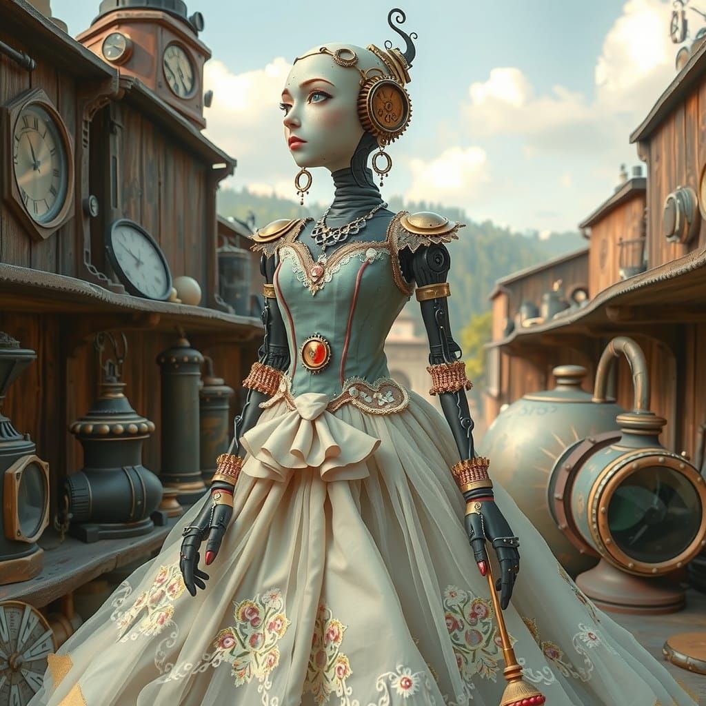 Steampunk Robot Reminisces on Whimsical Adventures