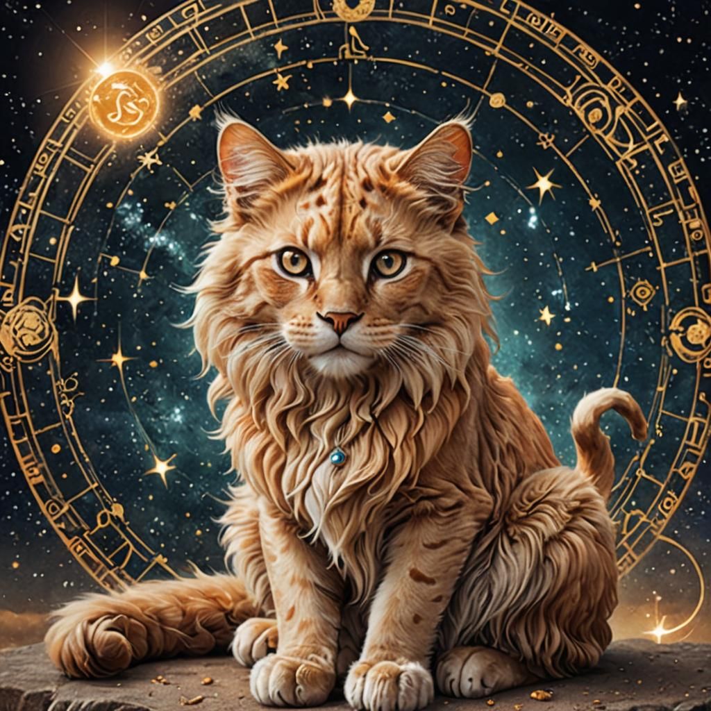 Leo Zodiac Sign as a Regal Cat