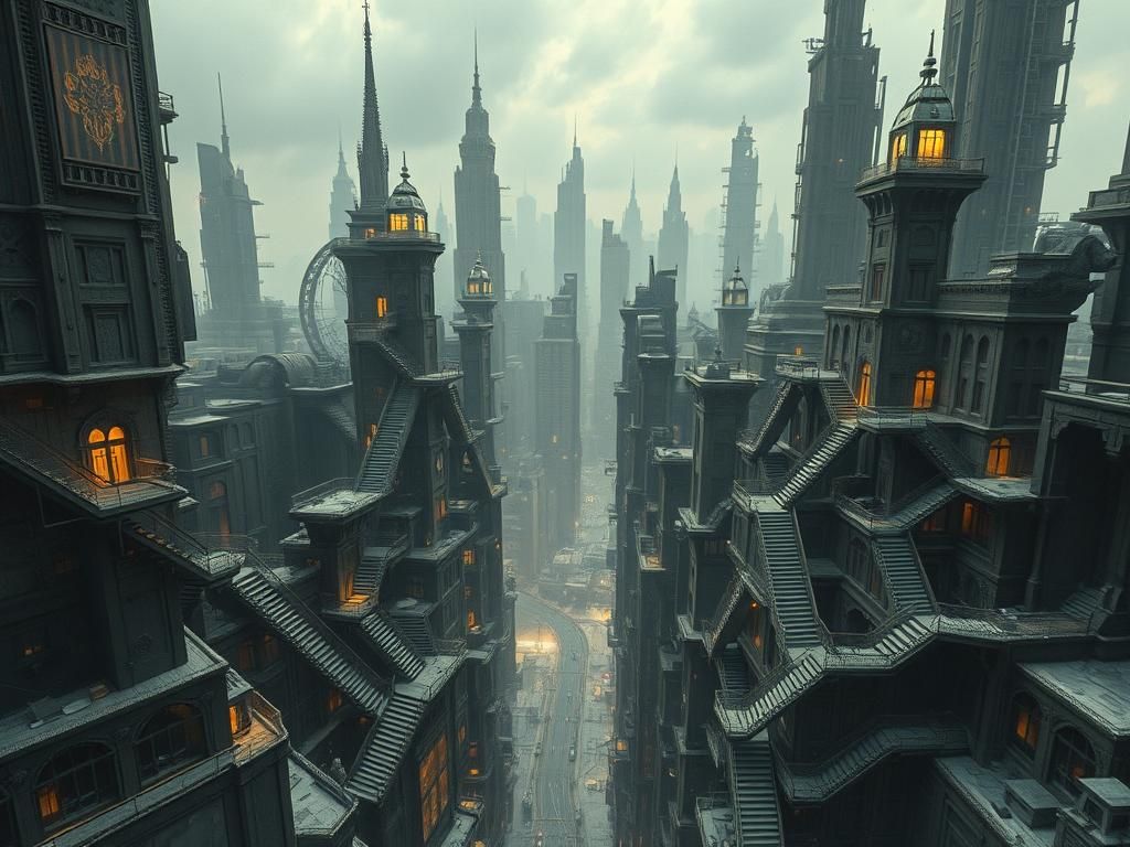 Surreal Cyberpunk Metropolis with Impossible Architecture