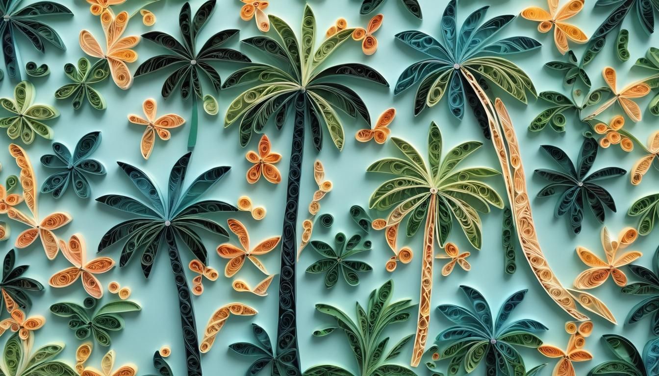 Quilled Palm Trees with Intricate Paper Details