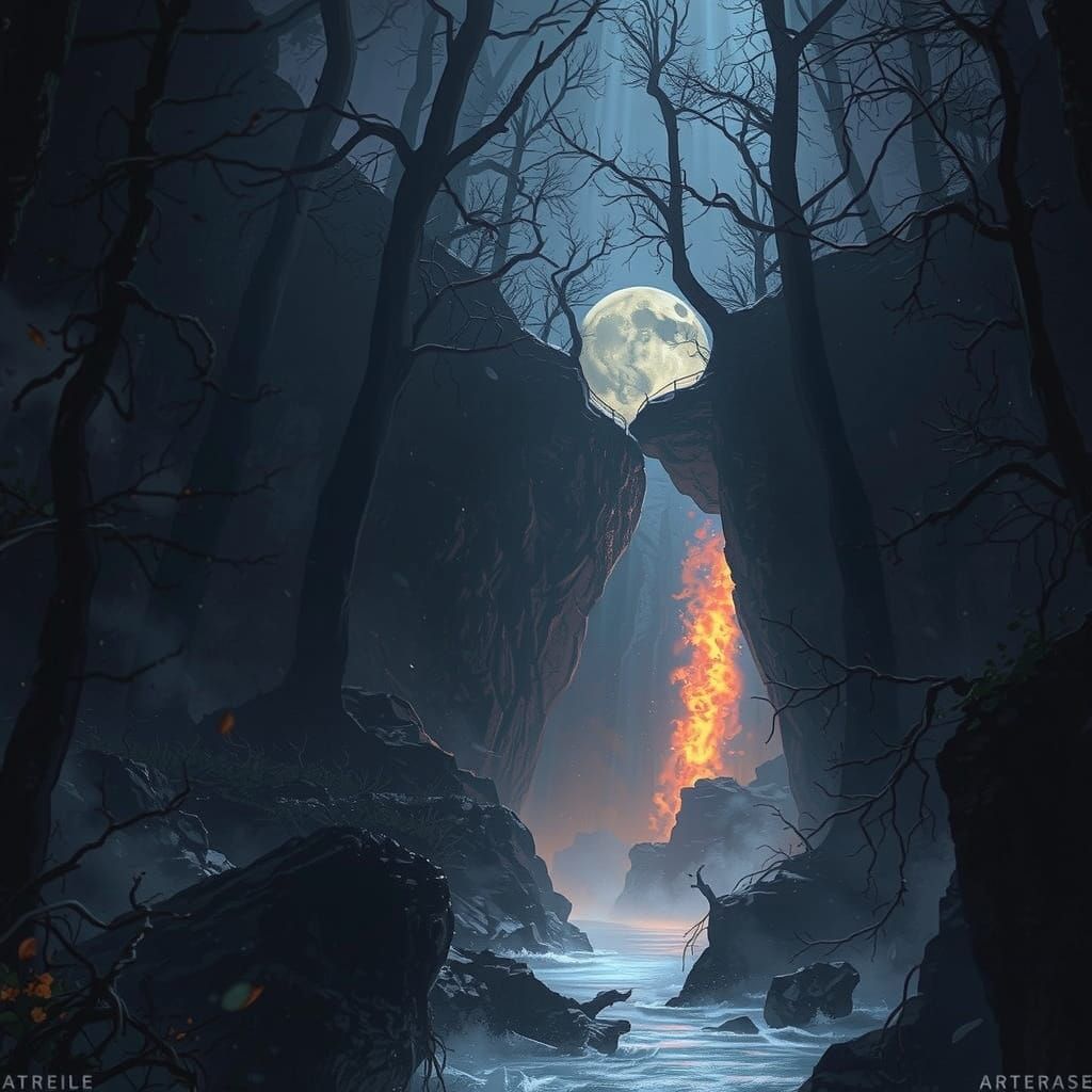 Dark Fantasy Forest Abyss in Vibrant Colors