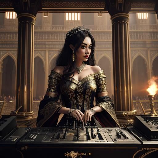 Girls DJing at Royal Palace: Digital Matte Painting