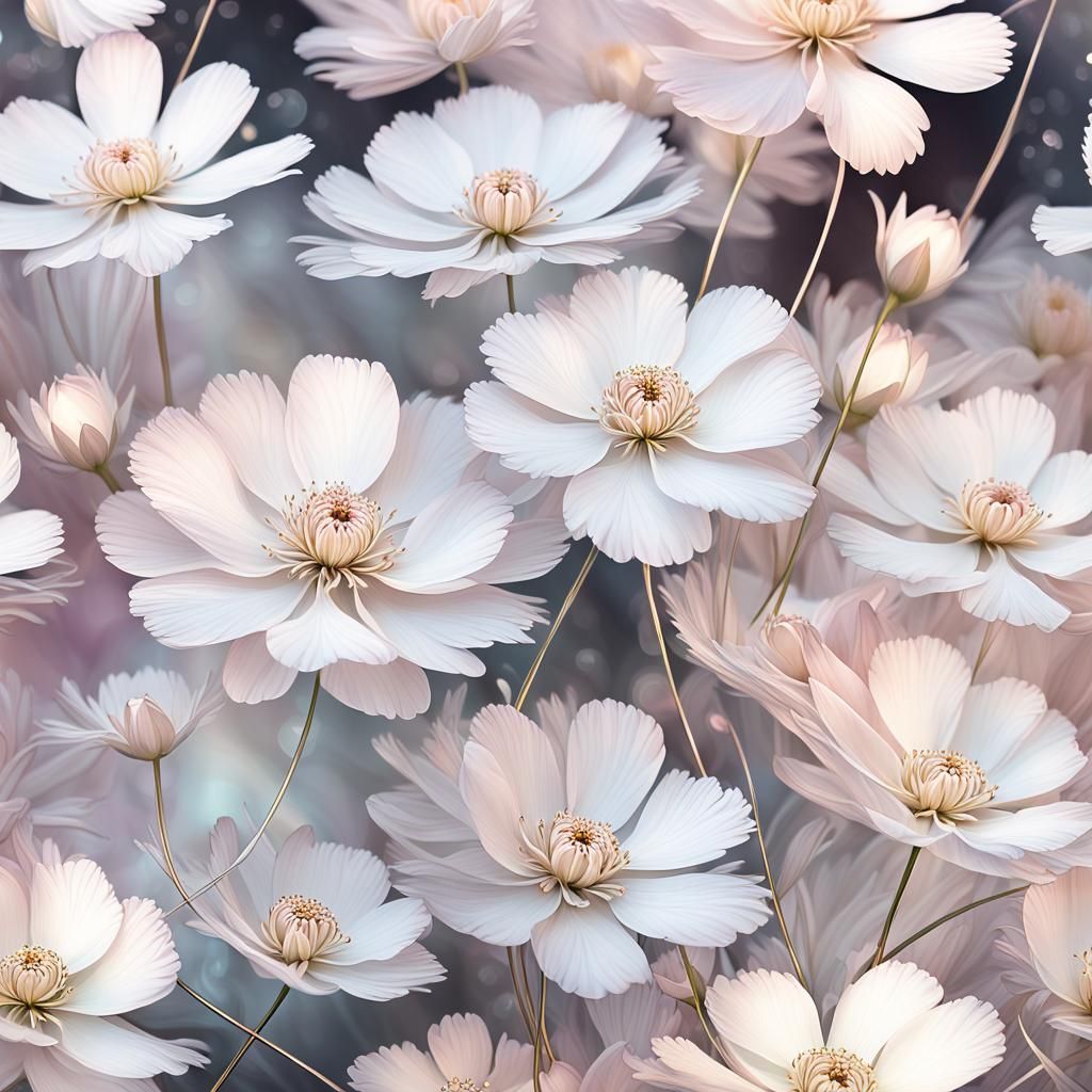 Exquisite Flowers Radiate Ethereal Light in Art Nouveau Styl...