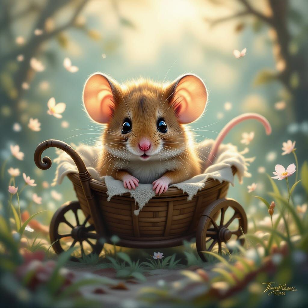 Cross-Eyed Mouse in Mystical Fantasy Carton