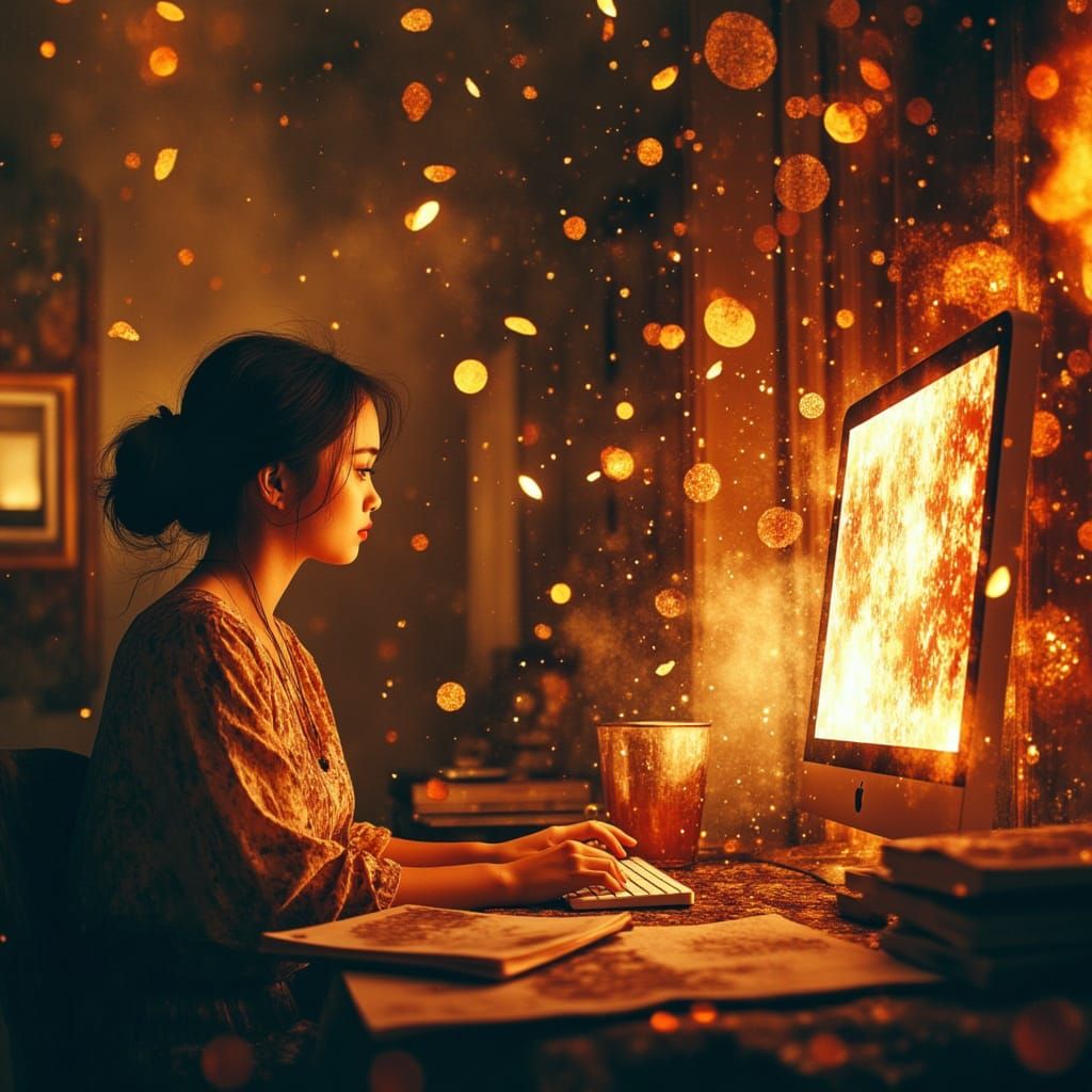 Cozy Office Chaos in Surrealist Style