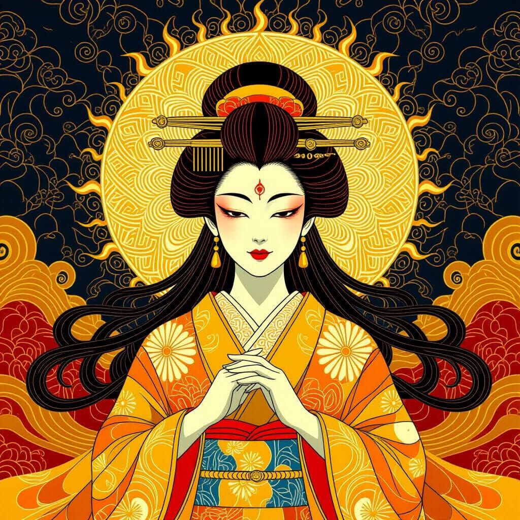 Amaterasu: Sun Goddess Abstract Vector Fractal