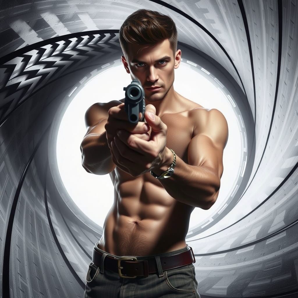 Chiseled Action Hero in Hyperrealistic Style