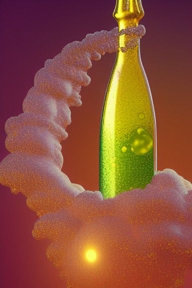 Celestial Celebration: Champagne Explosion in Art Nouveau St...