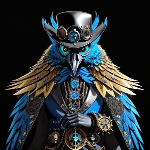 Steampunk Bird with Plague Mask in Vector Art