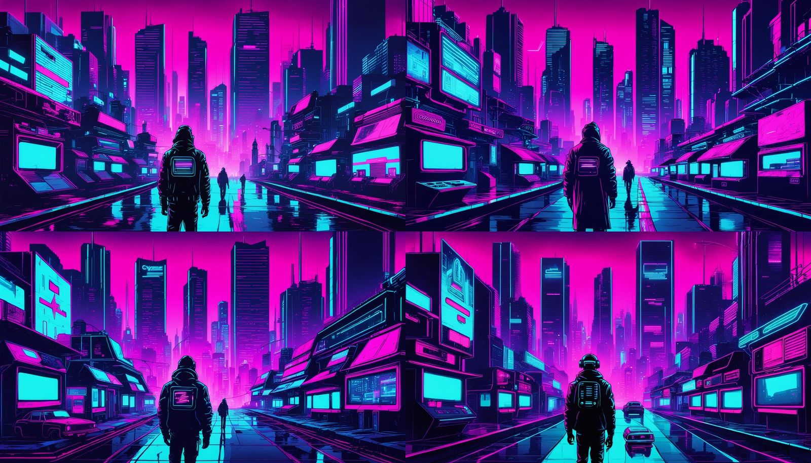 Deranged Cyber City in Synthwave Neon Style