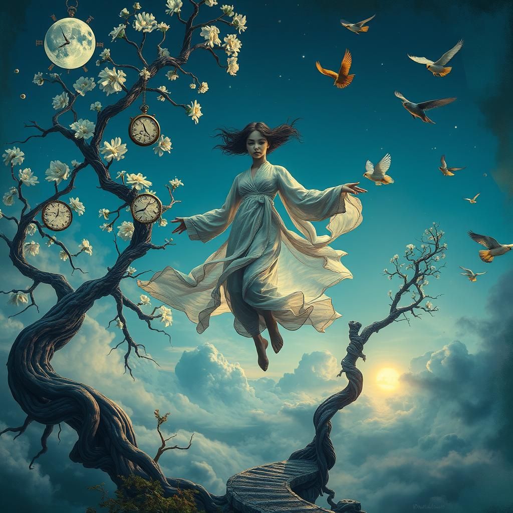 Ethereal Figure in Surreal Dreamscape