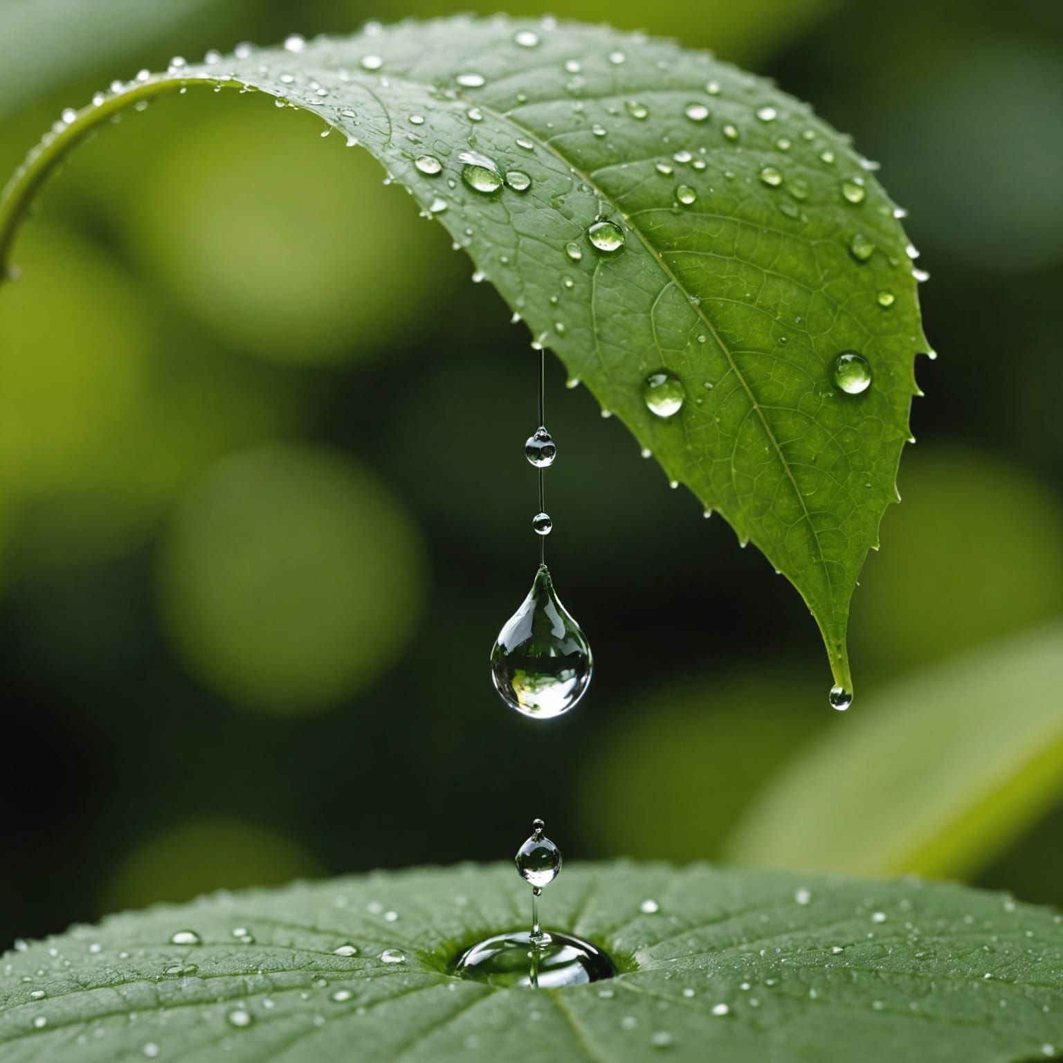 Timeless Water Droplet Ascends Leaf in Reverse