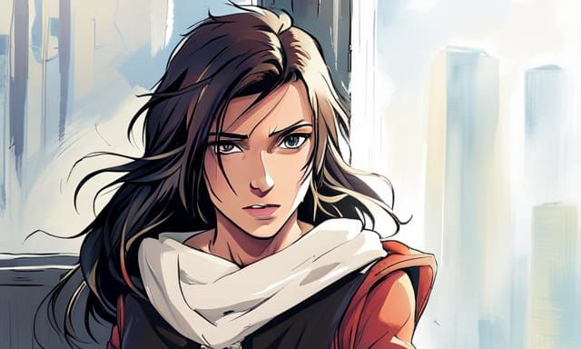 Punk K-Pop Woman in Dark Alley: Digital Art