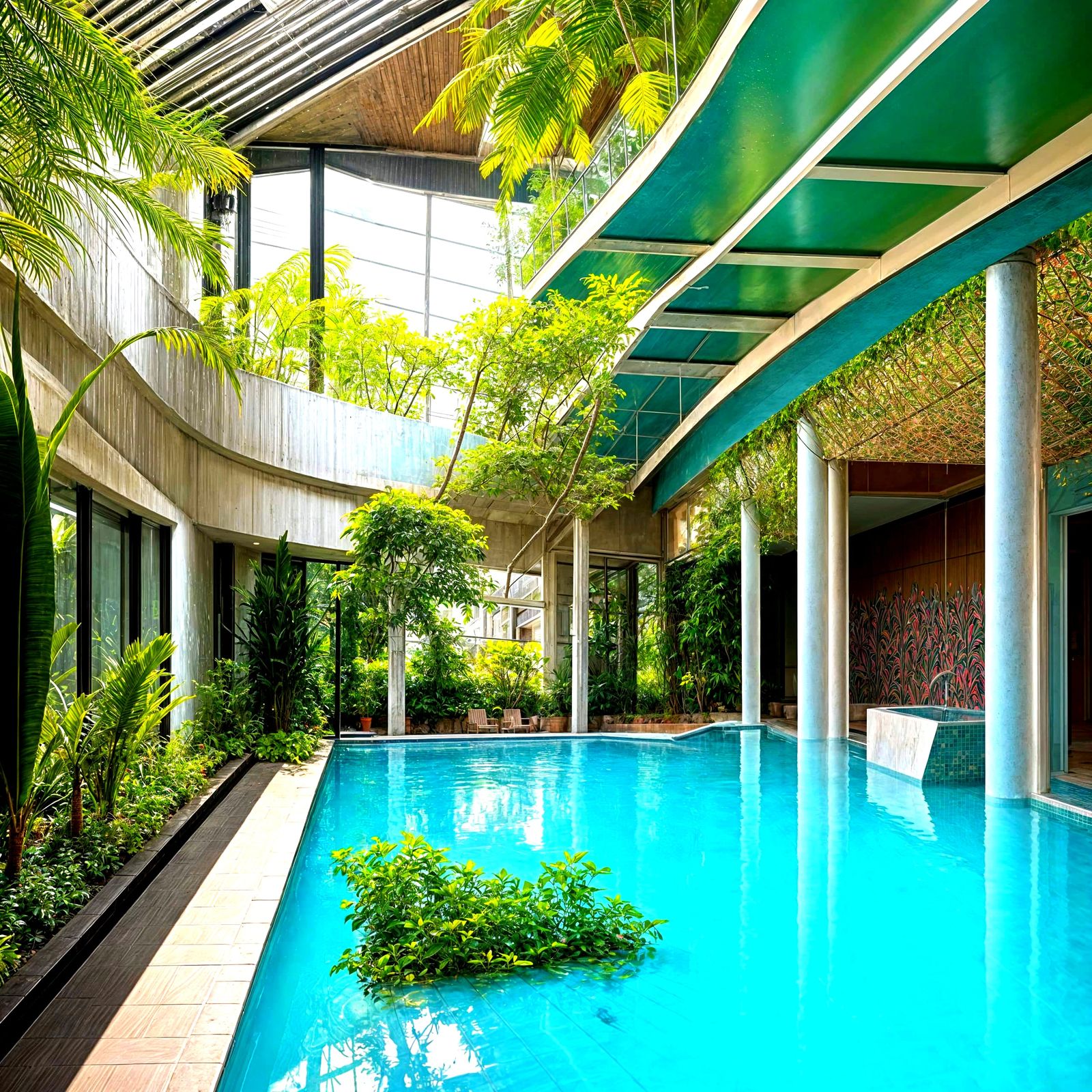 Graffiti Art Indoor Pool with Secret Garden