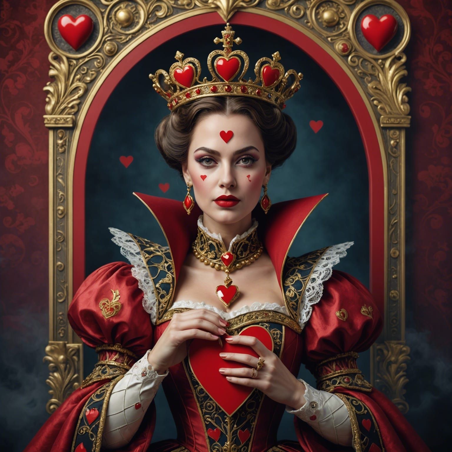 Queen of Hearts Card with Kissing Queen