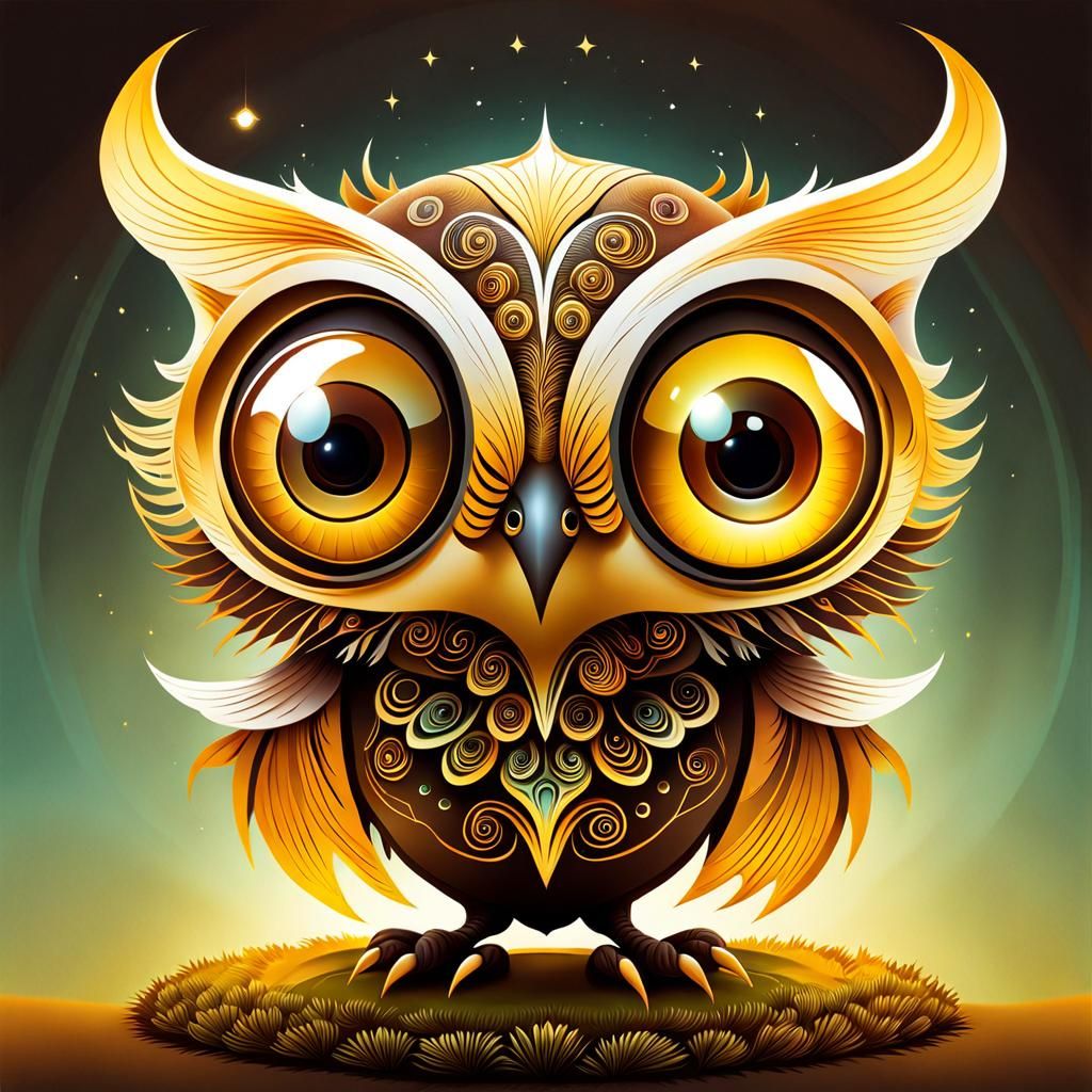 Enchanting Creature with Ornate Headpiece in Digital Illustr...