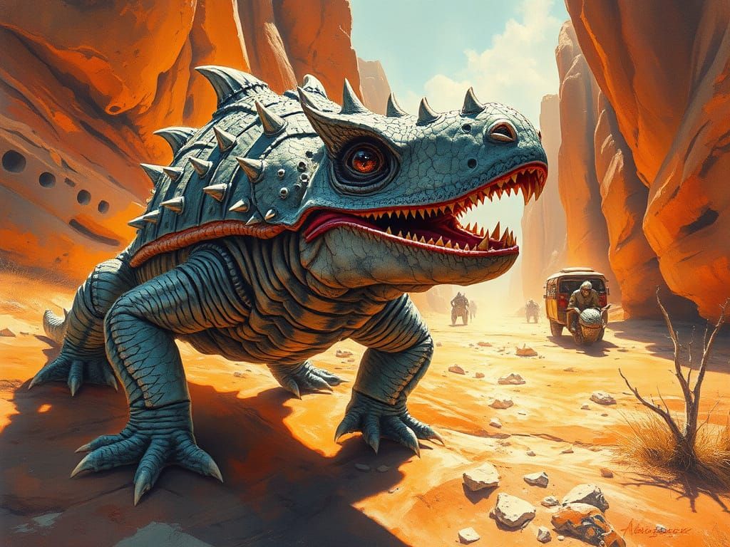 Demonic Armadillo Charges Forward in Desert Canyon