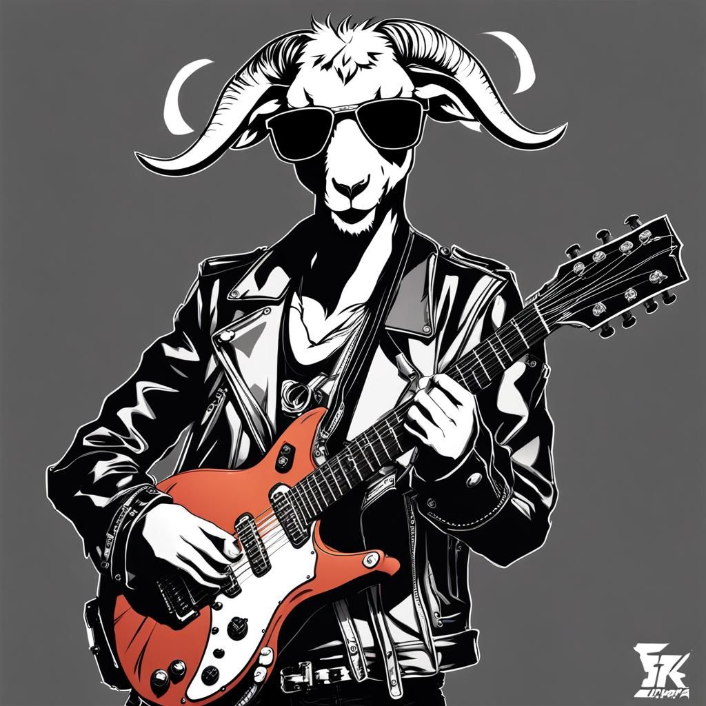 Goat Rockstar in Anime Style