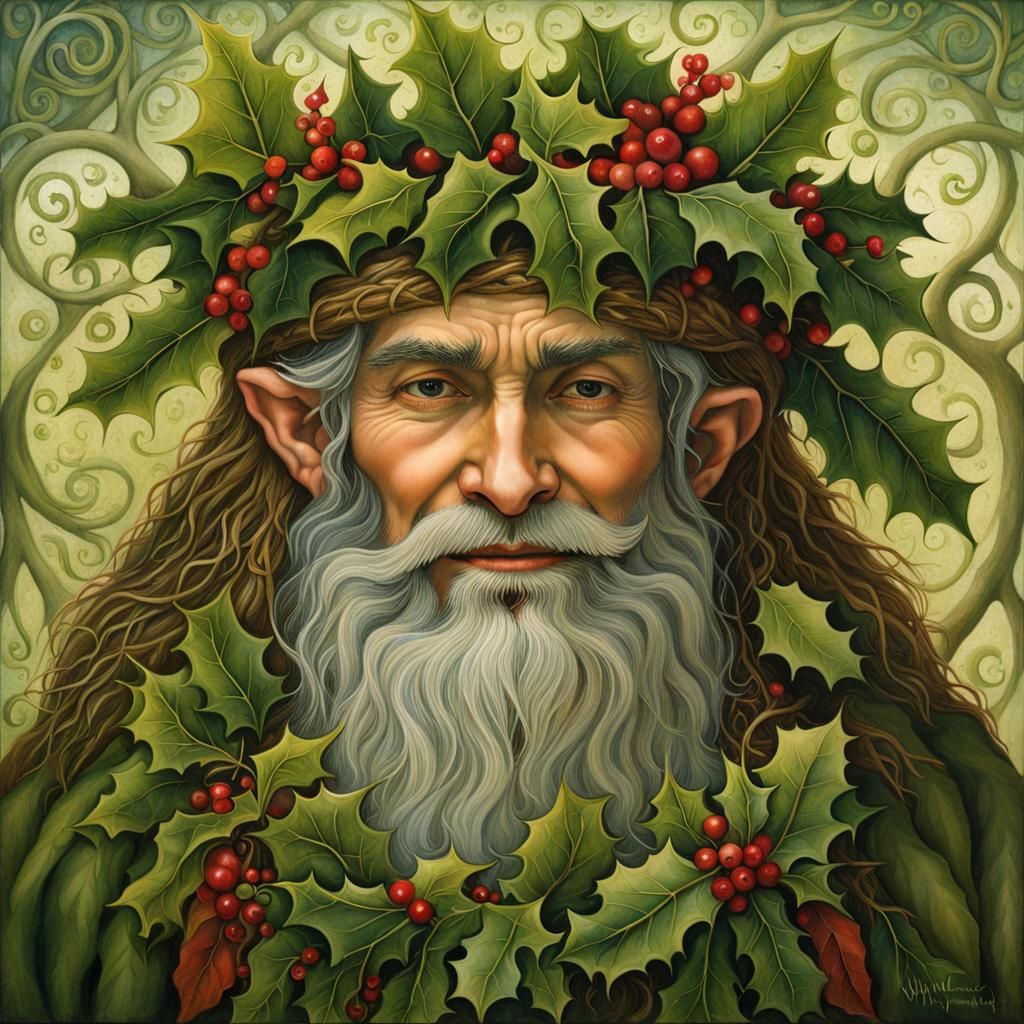 Mischievous Elf in Winter Forest: Celtic Fantasy Art