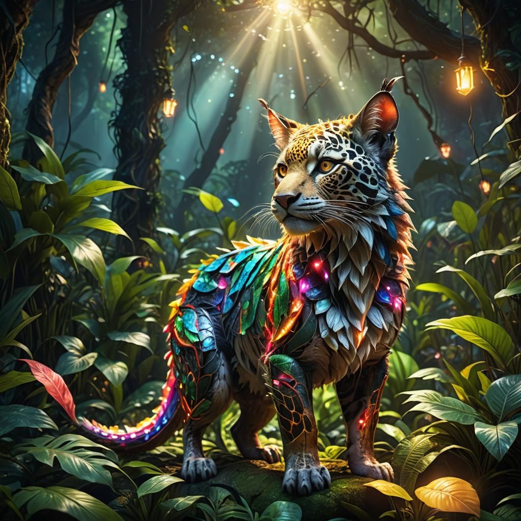 Fantasy Jungle Animal in Fairy Lighting