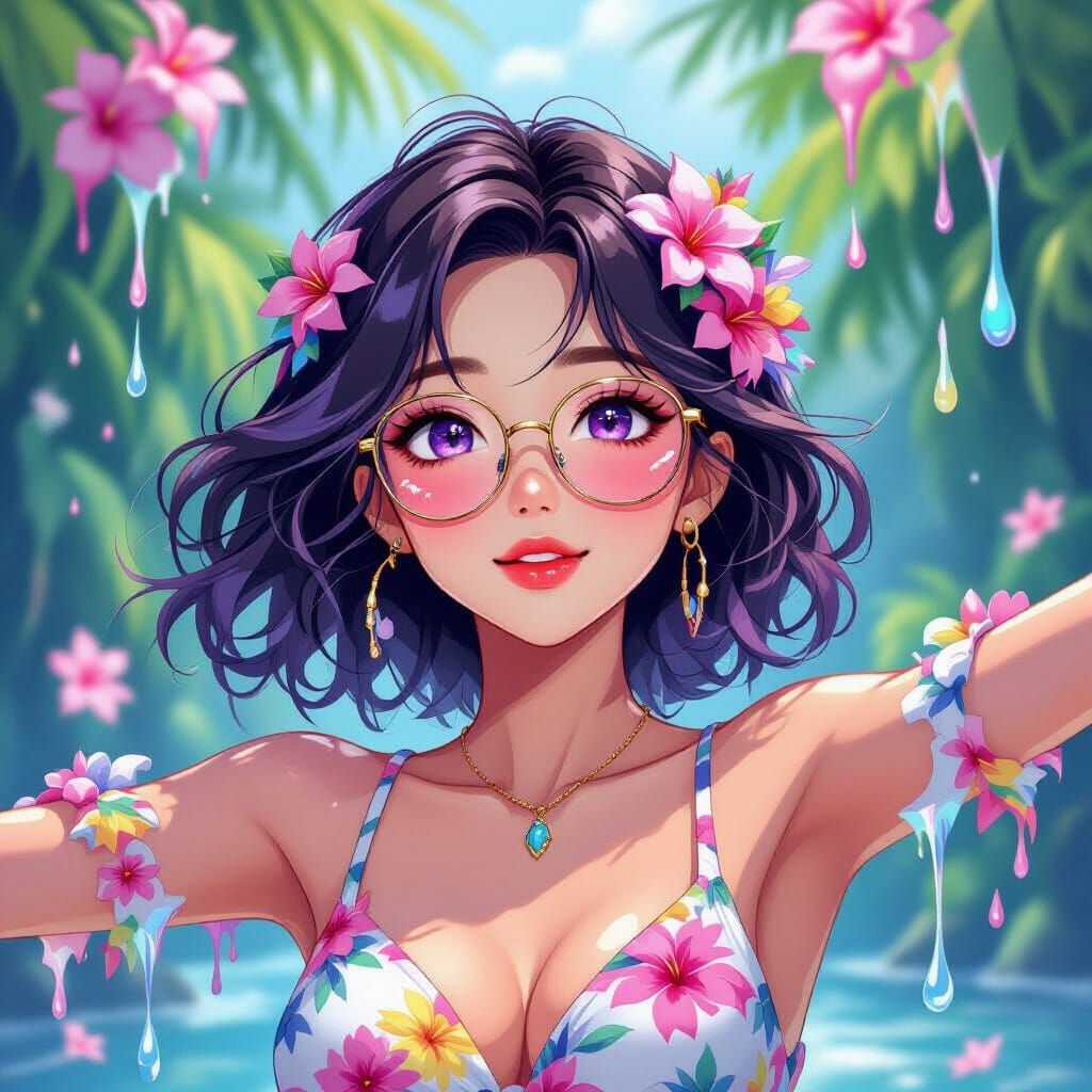 Melting Dream: Korean Woman Dancing in Anime Style