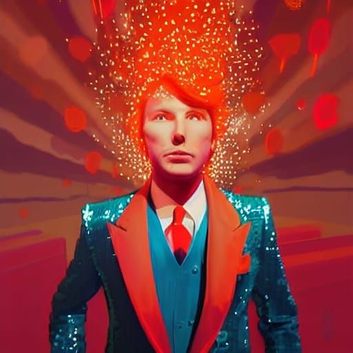 Man in Sequin Suit Breathes Fire at Circus