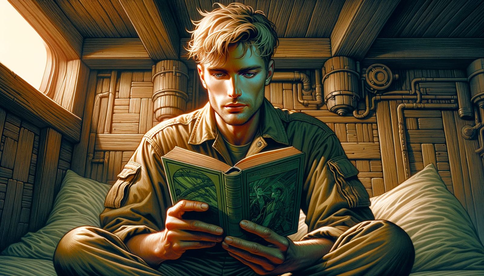 Intricate Starship Bunk Scene in a Fantasy Style