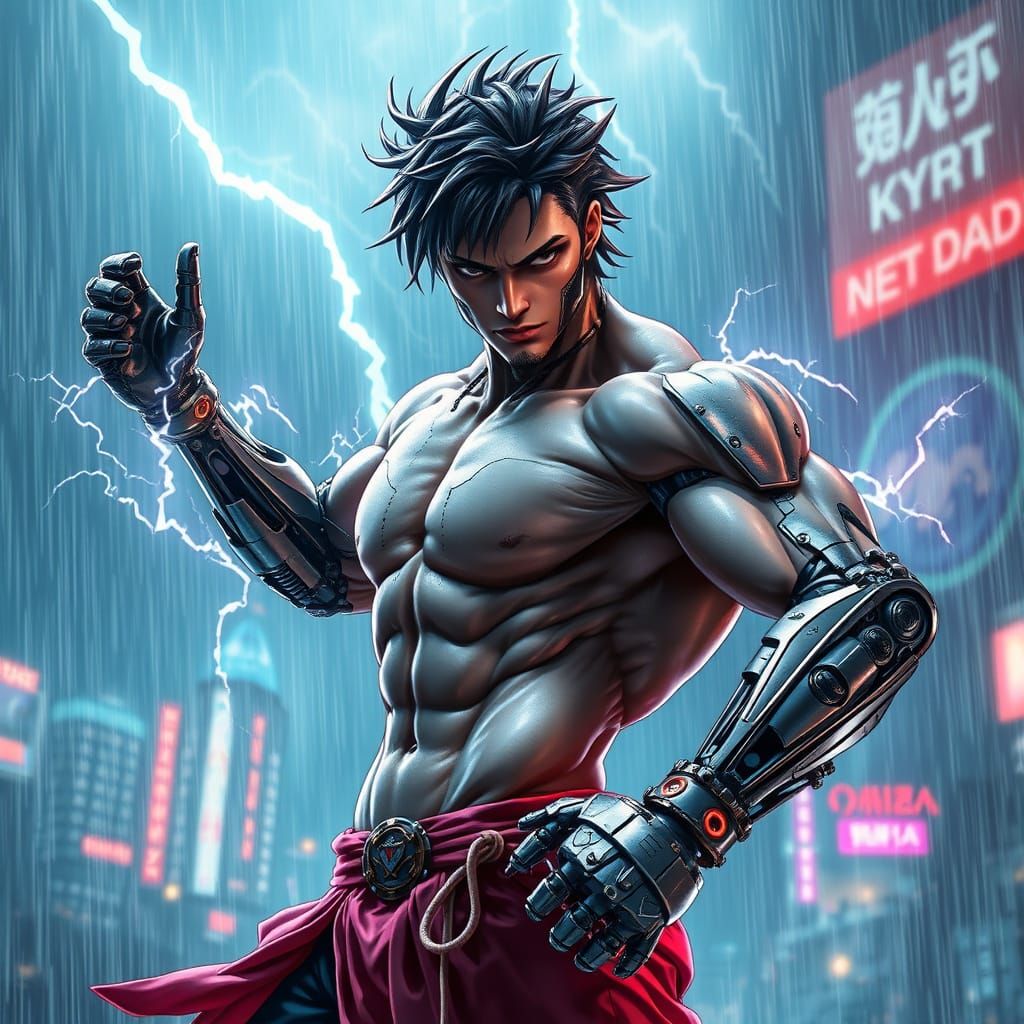 Cyborg Dancer in Storm, Anime Style