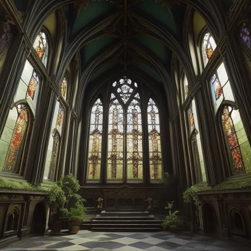 Baroque Brick House with Stained Glass and Vines