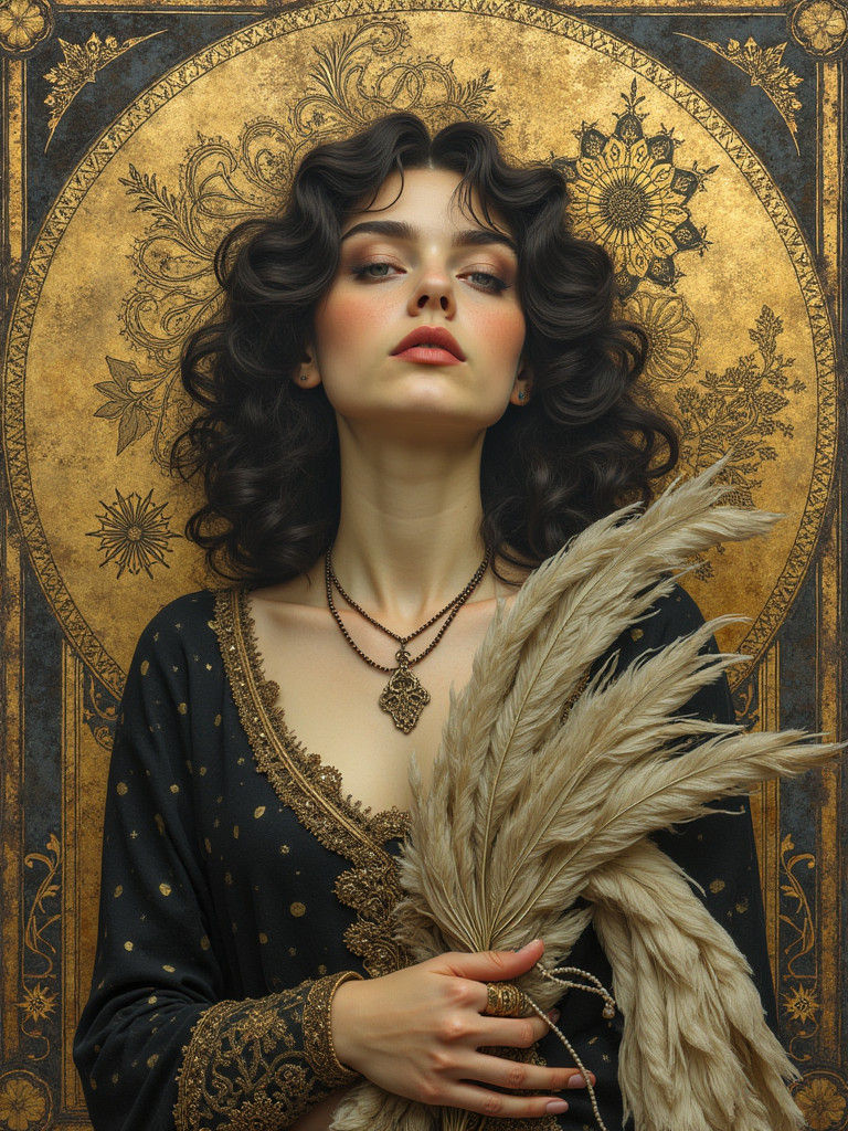 Ornate Crone Portrait in Pressed Tin Style