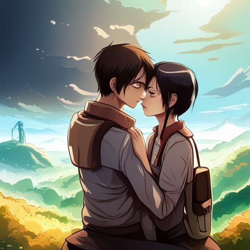 Eren and Mikasa Kissing as Indian Couple