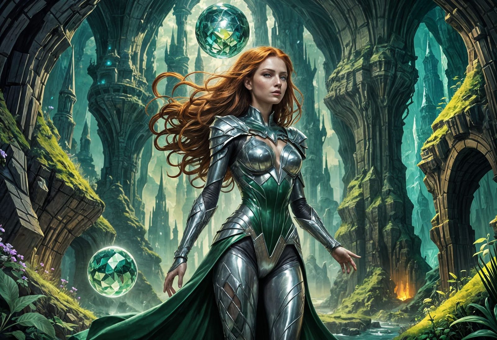 Enchantress in Crystalline Cavern: Fantasy Concept Art