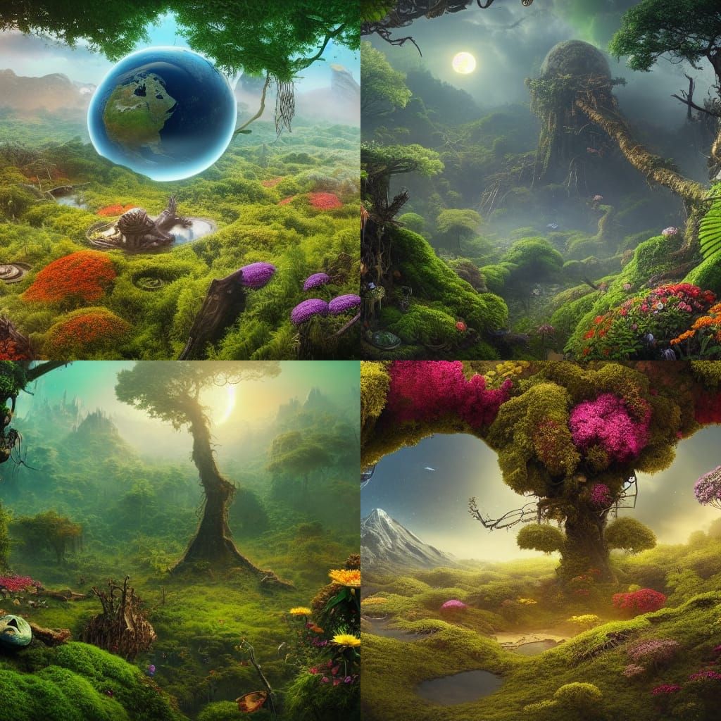 Earth's Transformation: Decay to Paradise in Digital Art