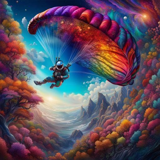 Skydiver in Wonderland: Deep Color Splash Art