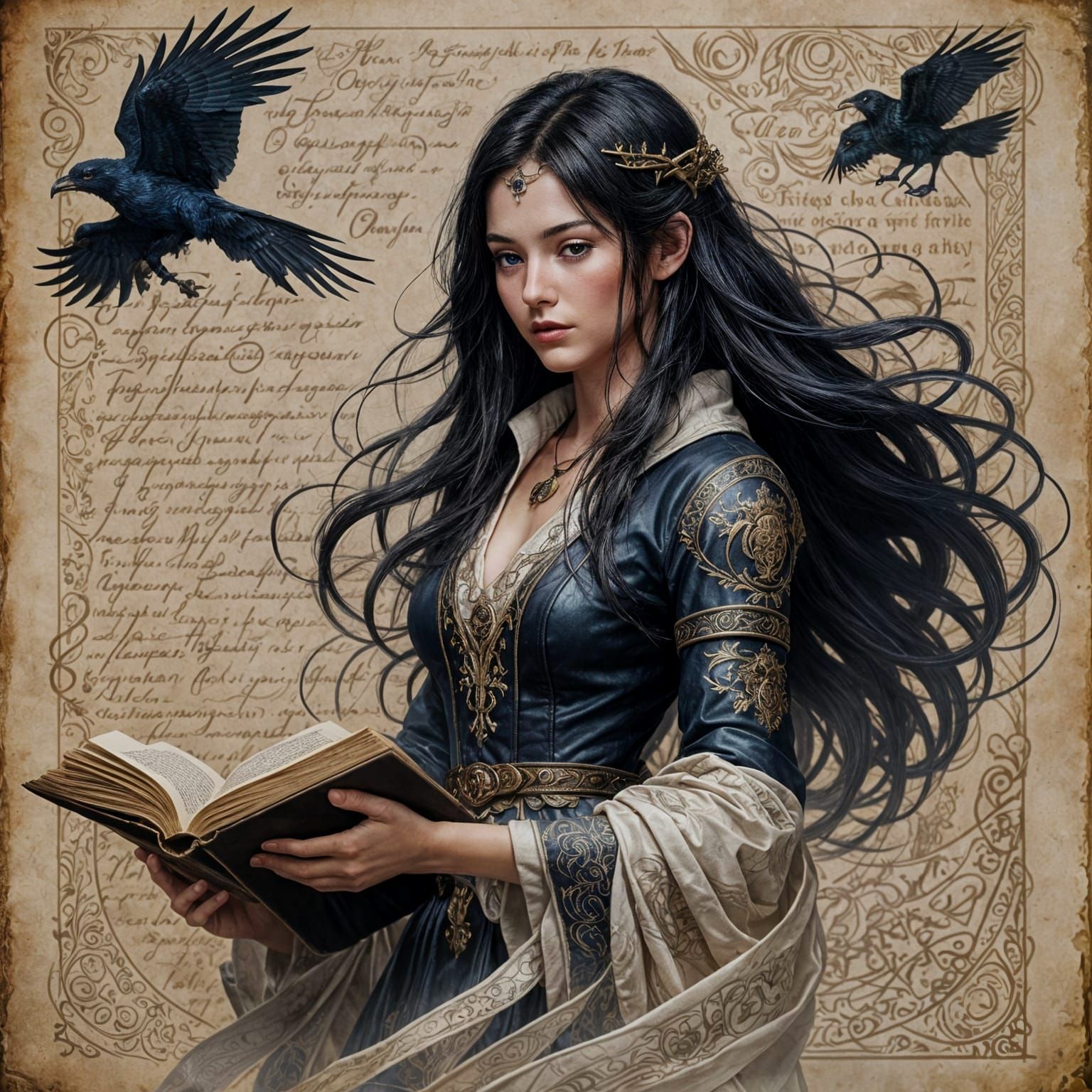 Magical Book Held by Woman: Fantasy Art