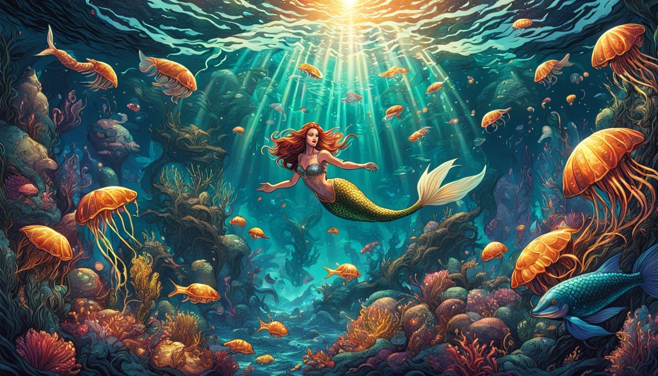 Mermaid Queendom: Vibrant Comic Book Art
