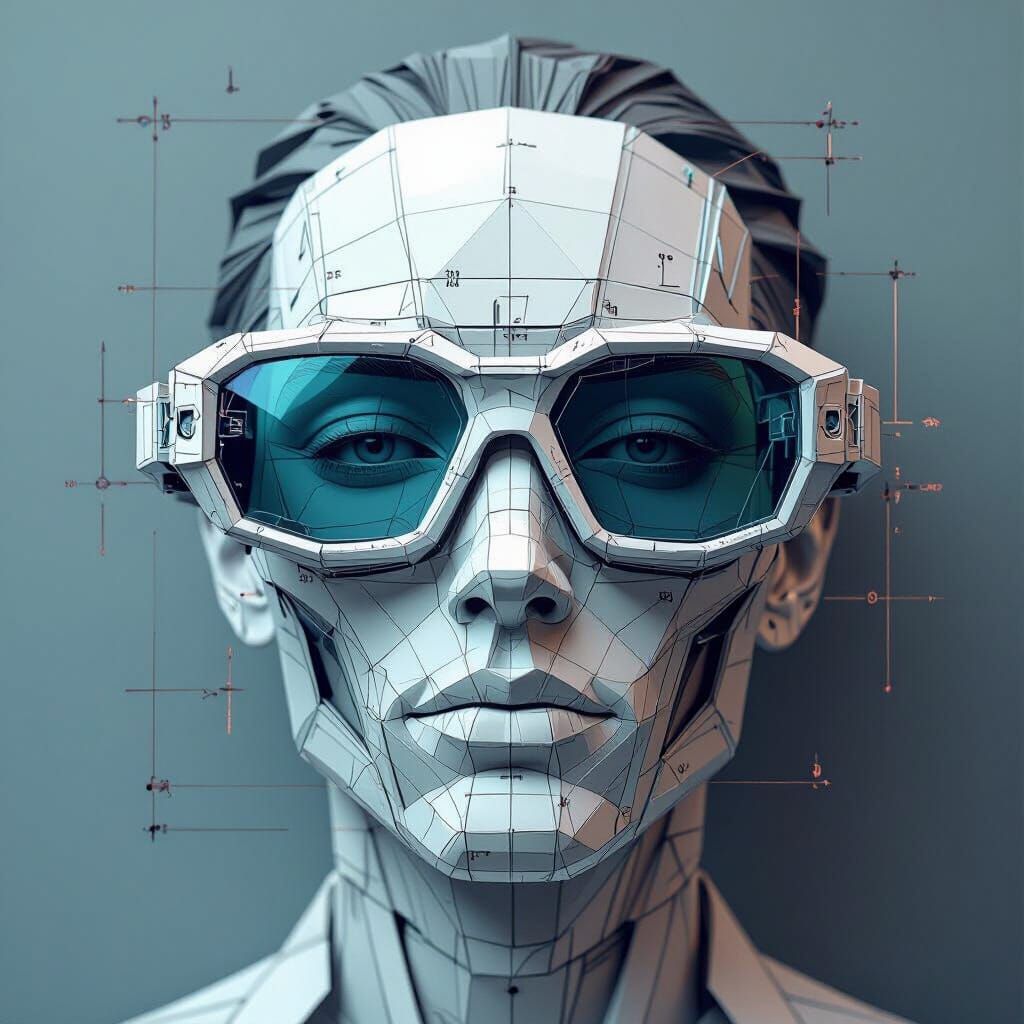 Futuristic Sunglasses Blueprint in Inventive Style