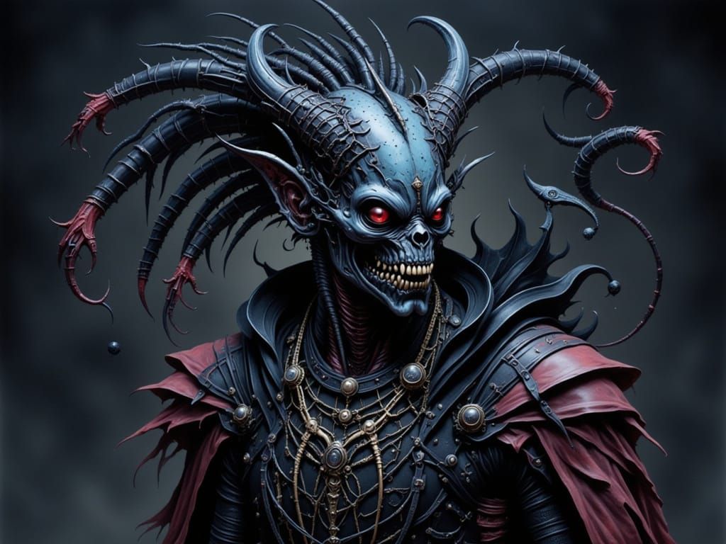 Menacing Alien Warrior in Ornate Armor