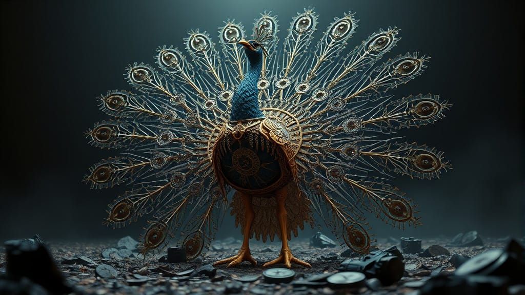 Epic Steampunk Bio-Mechanical Peacock Revealed in Intricate....