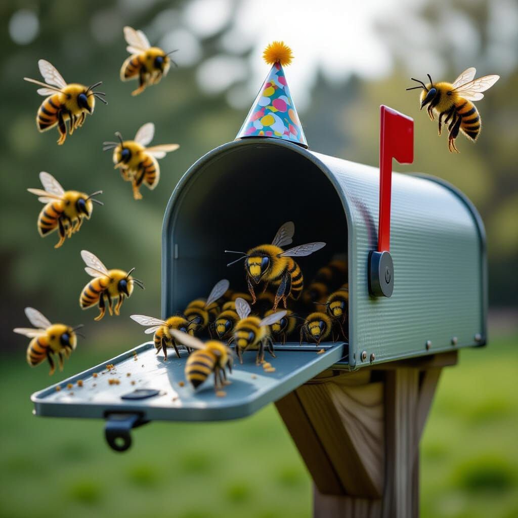 Angry Party Bees Emerge From Mailbox